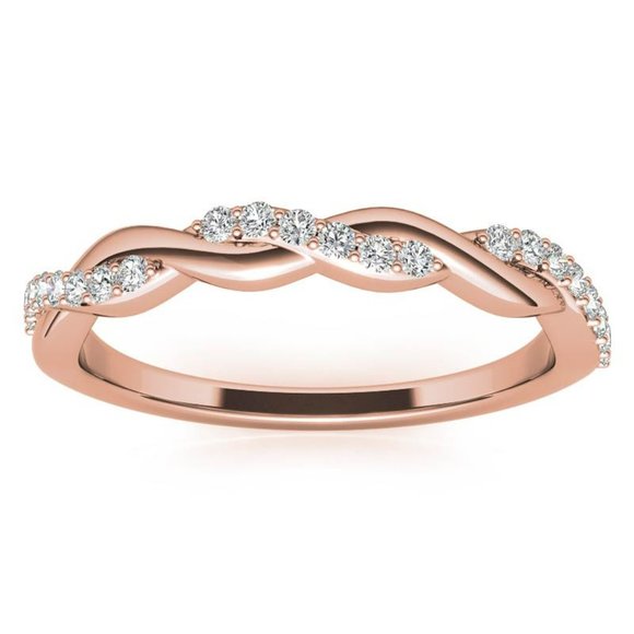 0.22ct Twisted Infinity  Diamond Stackable Band 14k Gold - Picture 11 of 16